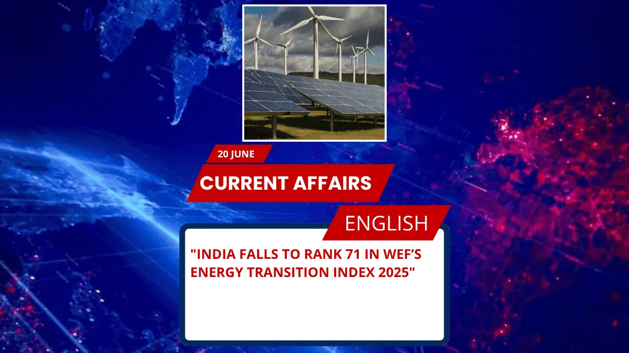 India Falls to Rank 71 in WEF’s Energy Transition Index 2025